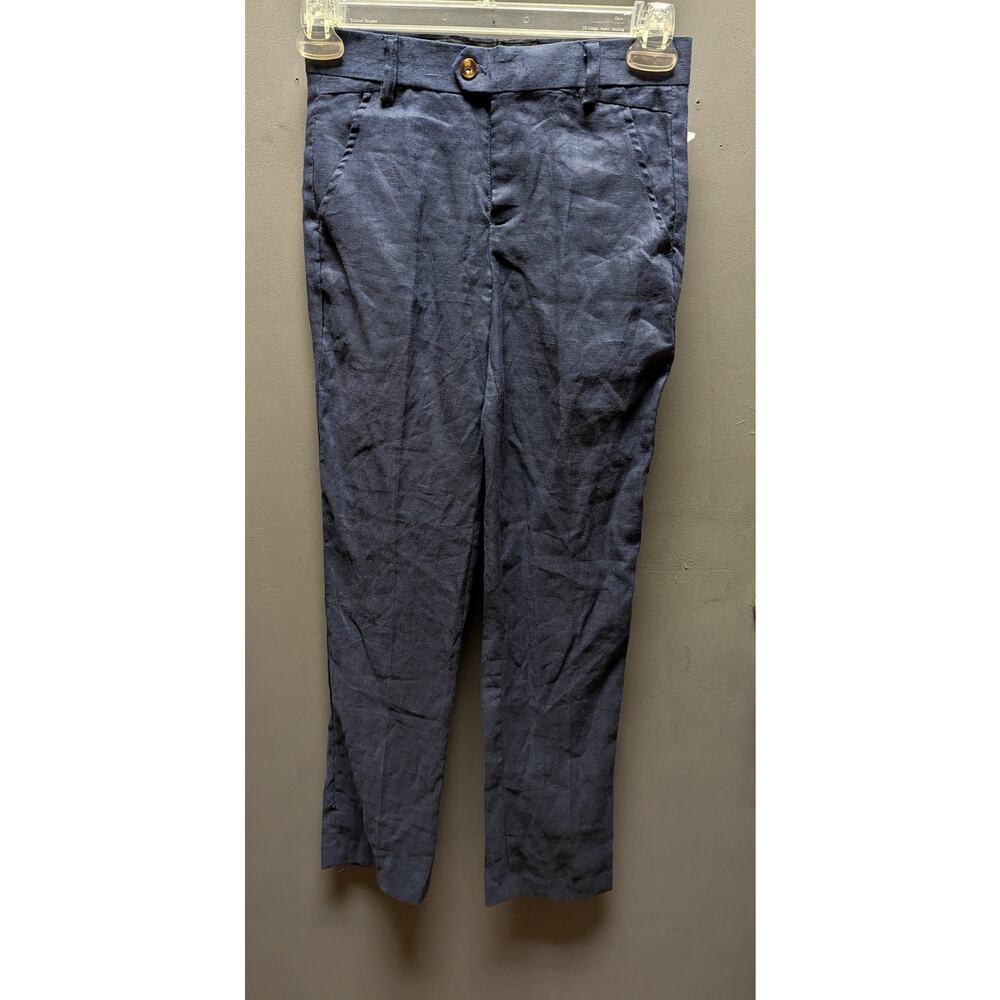 Isaac Mizrahi Kids New York Boy's Flat Front Dress Pants Size 14 blue LINEN NWT